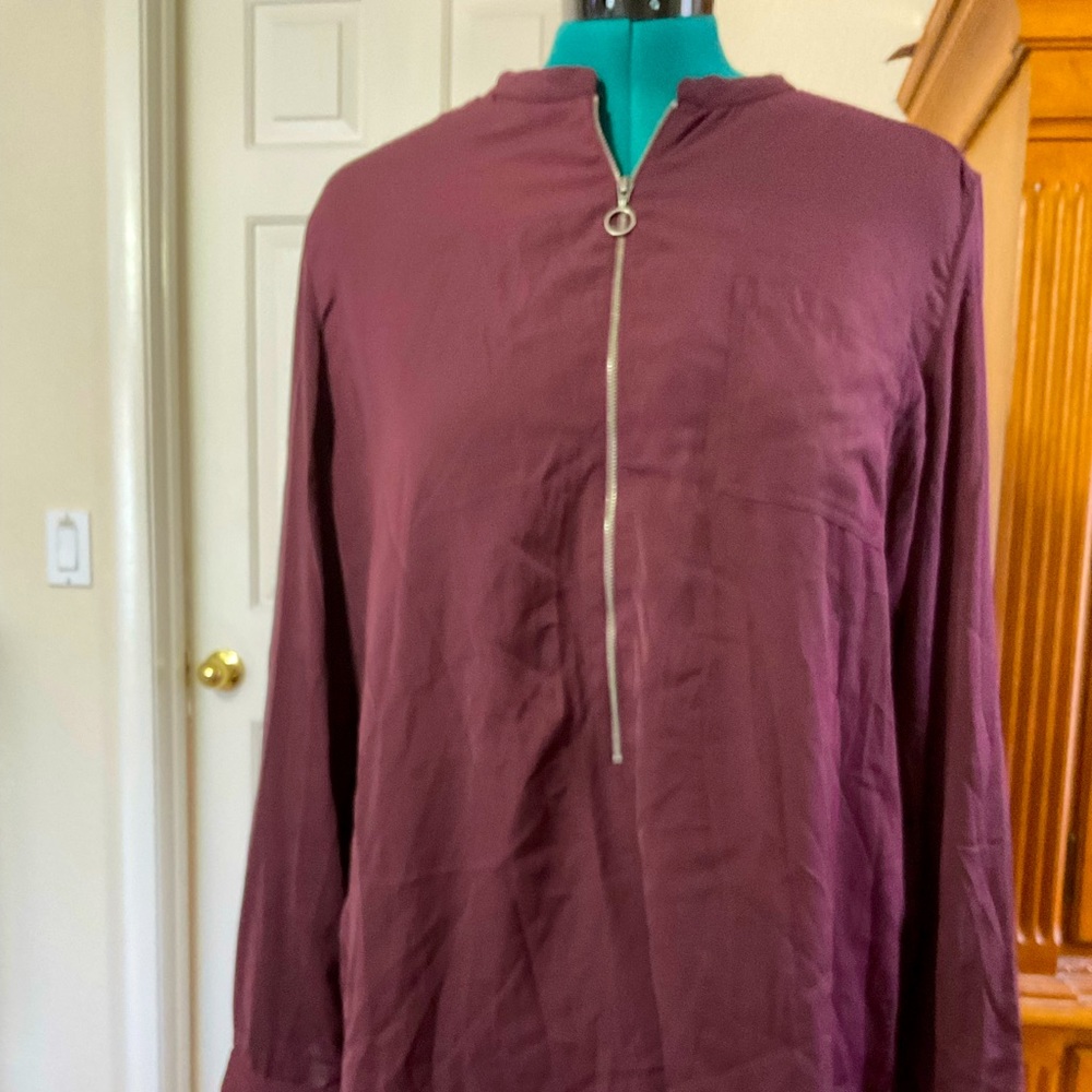 Halogen XL burgundy long tunic blouse